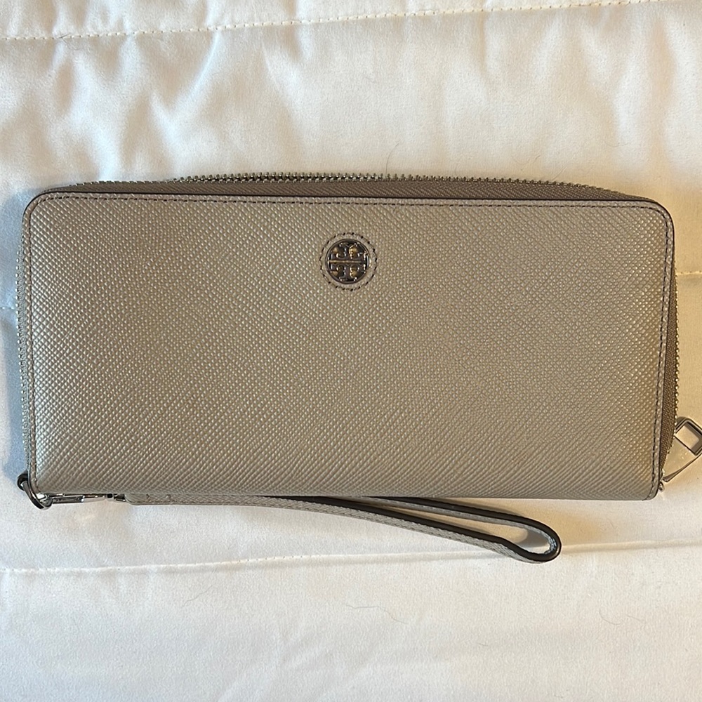Tory Burch Gray Zip Around  Wallet